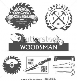 Carpentry and woodwork design elements in vintage style. Retro ...