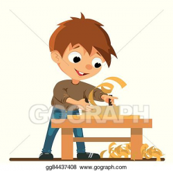 Vector Art - Boy who doing carpentry work. Clipart Drawing ...