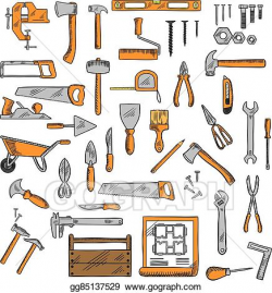 Vector Clipart - Sketched tools for building, carpentry ...