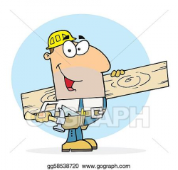 EPS Illustration - Caucasian worker man a wood plank . Vector ...