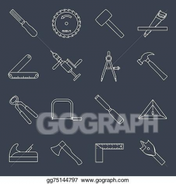 EPS Vector - Carpentry tools icons outline. Stock Clipart ...