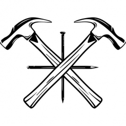 Woodworking Logo 7 Hammer Nail Crossed Carpenter Tool Build