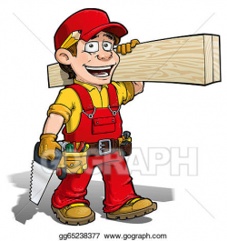Stock Illustration - Handyman - carpenter red. Clipart Drawing ...