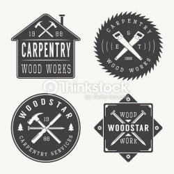 Vector Art : Set of vintage carpentry and mechanic labels, emblems ...