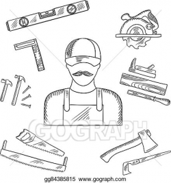 Vector Art - Carpenter and toolbox tools sketches. Clipart Drawing ...