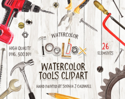 Tool Clipart Watercolor Graphics Instant Download PNG