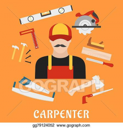 Vector Art - Carpenter and his toolbox tools. Clipart Drawing ...