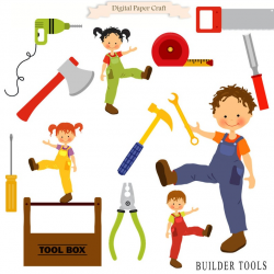 Building Tools Clipart, Builder Clipart, Workman Clipart, Tool Clipart,  Instant Download, Wood work Clipart