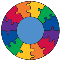 Puzzle Rainbow Play Rug Round 6'6