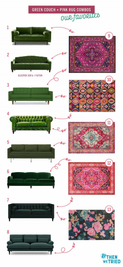 Colorful Living Room Refresh: Green Couch and Pink Rug | Colorful ...