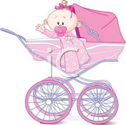 Cute Cartoon Baby Girl in a Pink Carriage | תינוקות-babies ...
