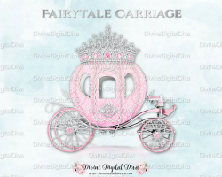 Pink Silver Prince Princess Cinderella Fairytale Carriage Coach ...