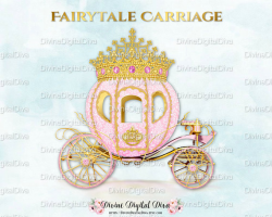 Pink Princess Cinderella Carriage Coach Pink Gold Diamond