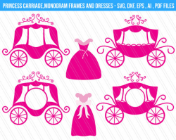 Princess Carriage SVG cutting files, DXF, Princess carriage monogram ...