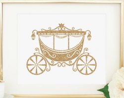 Princess Carriage Printable Gold Nursery Decor Gold Foil