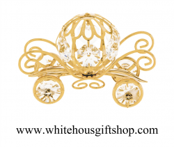 Ornament, Gold Pumpkin Carriage Ornament or Desk Model, Wheels Roll ...