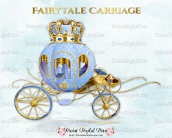 Little Prince Fairytale Carriage Coach Light Blue & Gold Crown ...