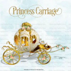 White & Gold Princess Carriage Trimmed with Roses Ribbons Bows ...