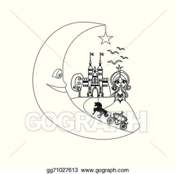Vector Illustration - Medieval castle,princess, carriage and the ...