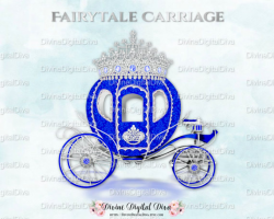 Royal Blue Silver Prince Princess Cinderella Carriage