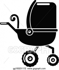 EPS Vector - Baby carriage tricycles icon, simple black style. Stock ...