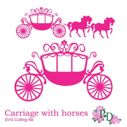 SVG DXF PNG Princess Carriage horse Cutting file digital instant ...