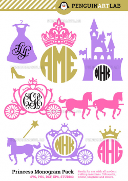 Princess Carriage Monogram Frames SVG Cutting Files - Kingdom Cut ...