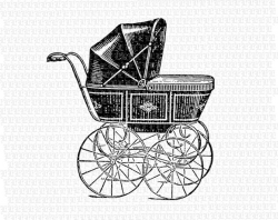 Antique Victorian Baby Carriage Black Vintage Clip Art