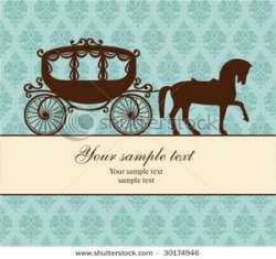 Horse Pulling a Wedding Carriage - Clipart