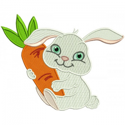 Cute Little Bunny Hugging a Big Carrot Filled Machine Embroidery ...