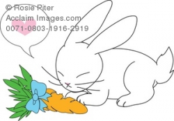 Clipart Illustration of a Bunny Munching on a Carrot