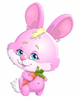 Cute Pink Bunny with Carrot PNG Clipart Picture | Gallery ...