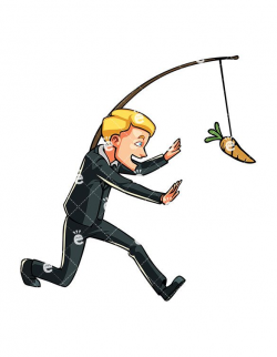 Businessman Chasing Carrot On A Stick, Out Of Reach - FriendlyStock ...