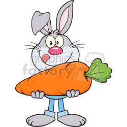 Royalty-Free Royalty Free RF Clipart Illustration Hungry Gray Rabbit ...