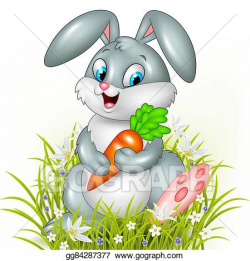Vector Art - Cute bunny holding carrot. Clipart Drawing gg84287377 ...