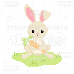 Bunny Holding Carrot Easter SVG Cut Files & Clipart