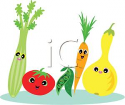 Cartoon Carrot With Cartoon Vegetables - Royalty Free Clipart Picture
