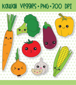 75% OFF Kawaii clipart, kawaii vegetable clipart, cute vegetable ...