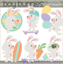 Boy Bunnies Spring Clipart