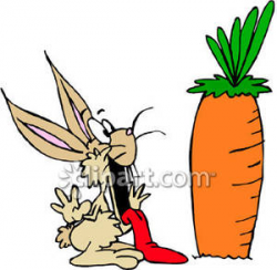 A Bunny Rabbit Drooling Over a Large Carrot - Royalty Free Clipart ...