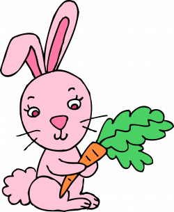 Pink Bunny Rabbit With Carrot - Free Clip Art