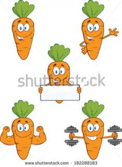 Funny Carrot Cartoon Character Holding A Wooden Board. Vector ...