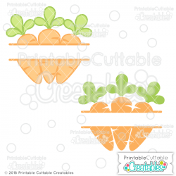 Spring Carrots Split Frame Monogram SVG File for Silhouette, Cricut