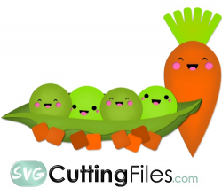 Kawaii Peas and Carrots SVG Cutting File