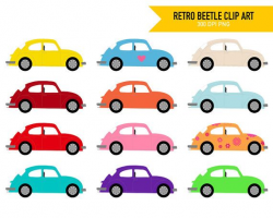 Retro VW Beetle Clip Art // Volkswagen Bug Cars by RevintagedArt ...