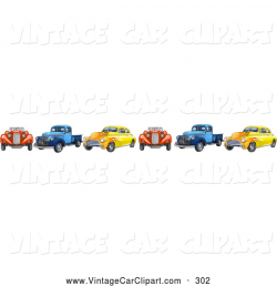 Clipart of a Border of Colorful Vintage Cars and Trucks by Gina Jane ...