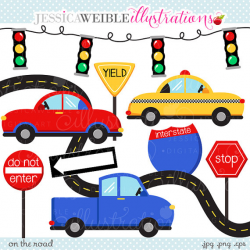 On The Road Cute Digital Clipart - Commercial Use OK - Car Clipart ...