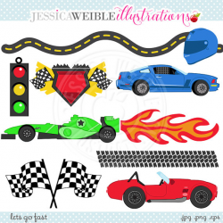 Lets Go FAST Cute Digital Clipart - Commercial Use OK - Racing ...