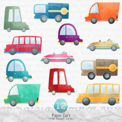 Paper Cars Clipart Set Traffic Jam Vehicles Clipart