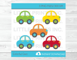 Cute Car Clipart / Colorful Car Clip Art / Car Baby Shower /